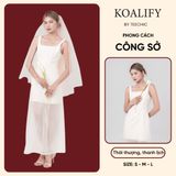 Váy Liền Hai Dây Đầm Lụa Crepe Phối Sheer Màu Kem Koalify By Teechic Dáng Xoè Thanh Lịch Thời Thượng 