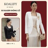  Áo Blazer Không Cổ Cao Cấp Koalify By Teechic 1 Khuy Đính Hoa Vải Trước Ngực Thời Trang Công Sở 