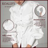  Áo Sơ Mi Nữ tay Bồng tổ kén Koalify By Teechic Chi tiết rút ngực tinh tế cùng hàng nút ánh vàng Dễ Phối Đồ Công Sở 