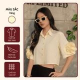 Áo Sơ Mi Vàng Nắng Tay Hoa Koalify By Teechic Form Croptop Dễ Phối Đồ Công Sở Thanh Lịch 