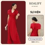  Áo Dài & Quần Đỏ Thiết Kế Cổ V Koalify By Teechic Thanh Lịch Thời Trang Công Sở 