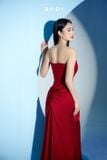  Váy dạ hội đỏ cúp ngực chân váy đính đá BYDI 