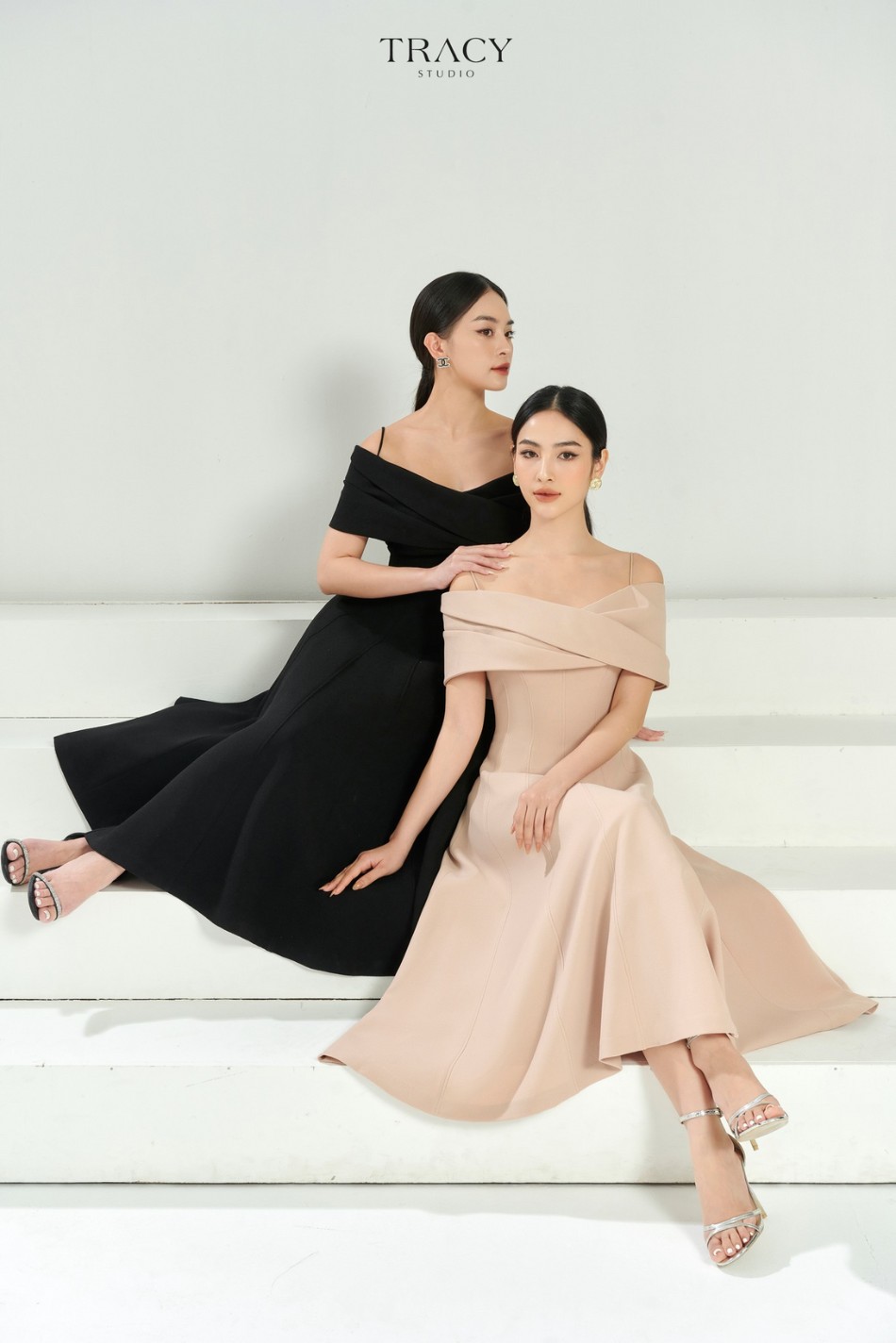 Váy bẹt vai phối bèo  Viets House