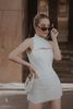  Váy trắng ngắn không tay hở ngực BRILLER 