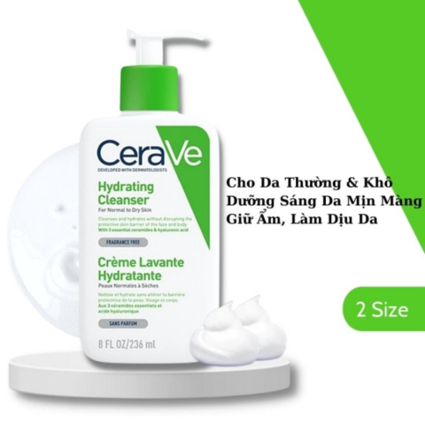 Sữa Rửa Mặt Cerave Hydrating Facial Cleanser Màu Xanh Lá Cho Da Thường Đến Khô