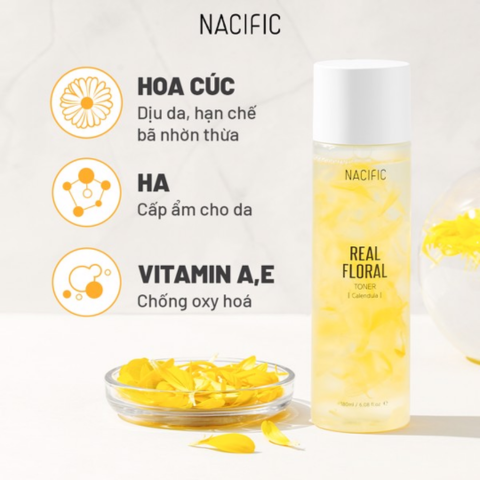 Nước Cân Bằng Nacific Hoa Cúc Dưỡng Ẩm, Làm Dịu Da 180Ml Real Floral Toner Calendula