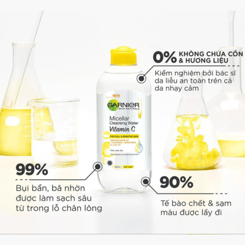 Nước Tẩy Trang Garnier Vitamin C Làm Sáng Da Micellar Cleansing Water Vitamin C