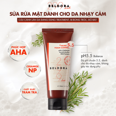 Sữa Rửa Mặt Beldora 299 Dành Cho Da Nhạy Cảm 150ml Prime 5.5 Foam Cleanser