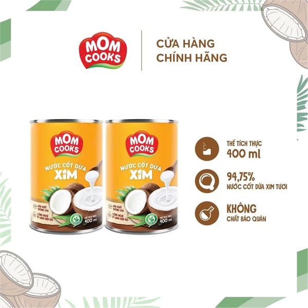  Nước Cốt Dừa Đóng Lon XIM - Mom Cooks 400ml/lon 