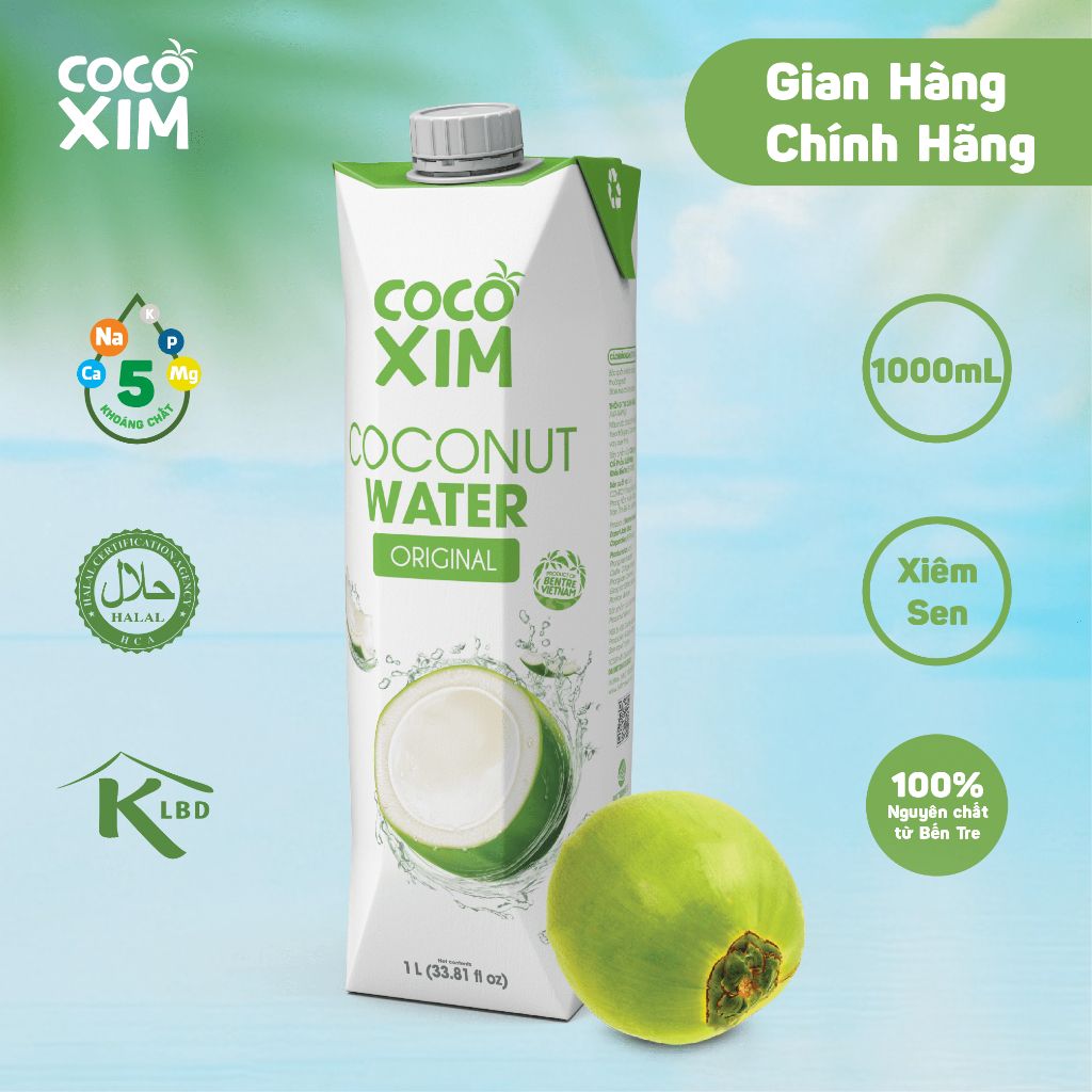  Nước dừa đóng hộp Cocoxim Xanh dung tích 1000ml/Hộp 