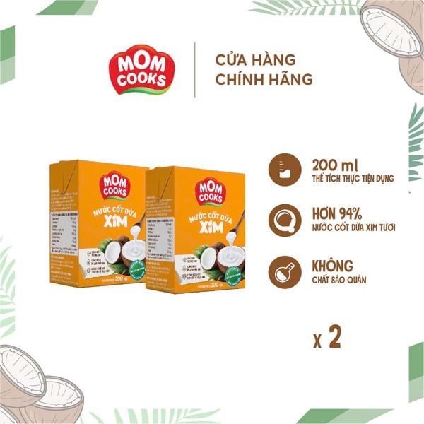 Combo 2 Hộp Nước Cốt Dừa Mom Cooks 200ml/Hộp 