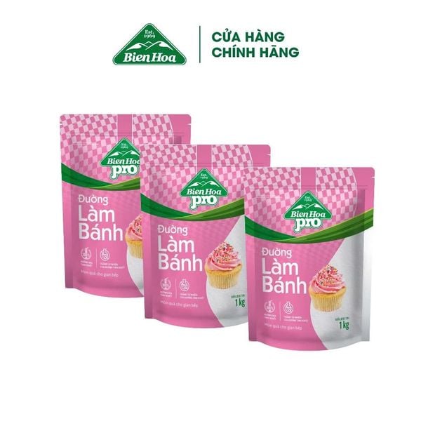  Combo 3 Đường Làm Bánh Biên Hòa Pro Baking 1Kg/túi 