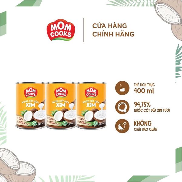  Combo 3 lon Nước Cốt Dừa Mom Cooks 400ml/lon 