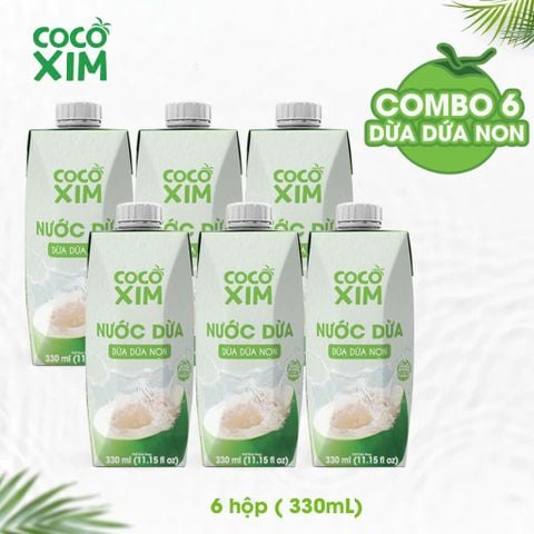  COMBO 6 HỘP Nước dừa đóng hộp Cocoxim dứa non 330ml/hộp 