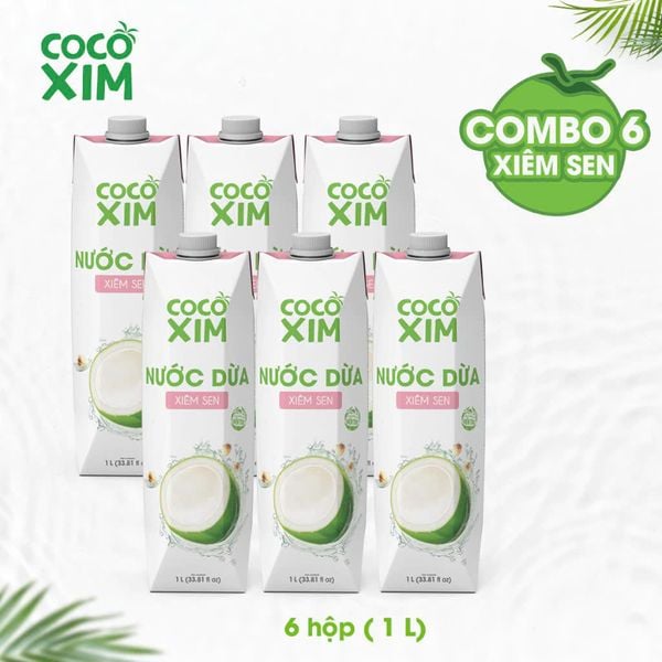  Combo 6 Hộp Nước dừa đóng hộp Cocoxim Sen 1000ml/Hộp 