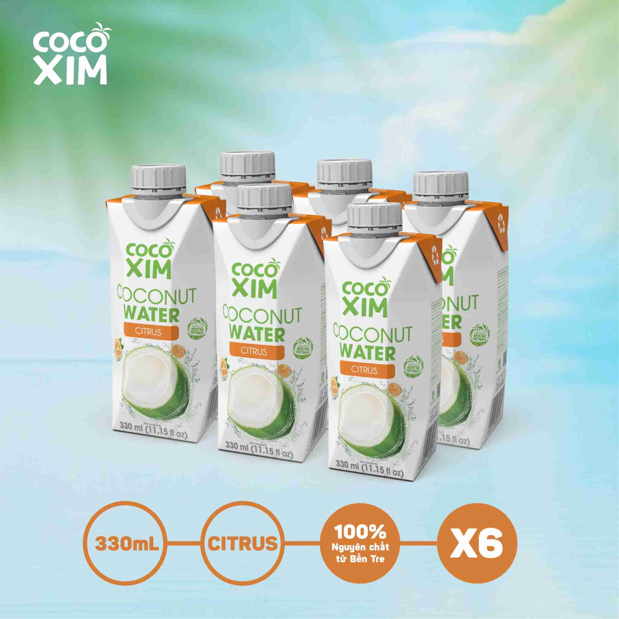  Combo 6 Hộp Nước dừa đóng hộp Cocoxim Tắc 330ml/Hộp 