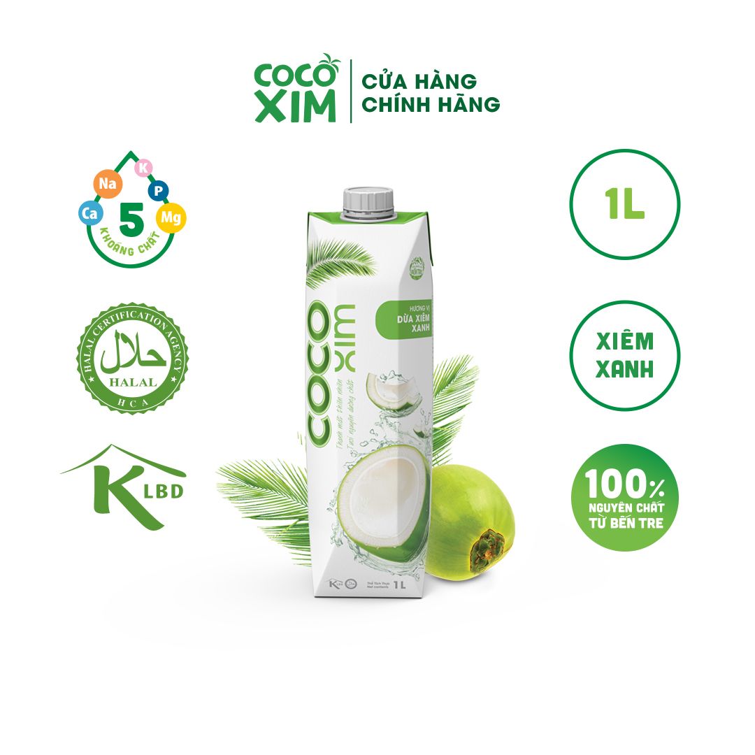  Nước dừa đóng hộp Cocoxim Xanh dung tích 1000ml/Hộp 