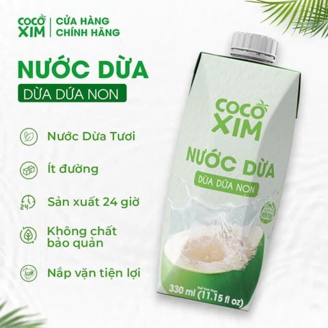  COMBO 6 HỘP Nước dừa đóng hộp Cocoxim dứa non 330ml/hộp 