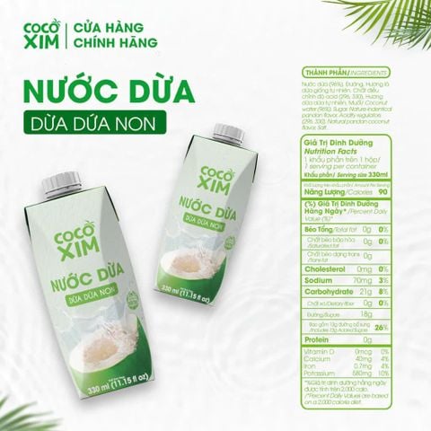  COMBO 6 HỘP Nước dừa đóng hộp Cocoxim dứa non 330ml/hộp 