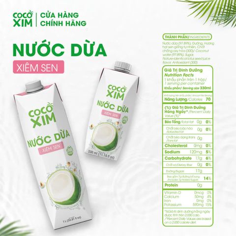  COMBO 6 HỘP Nước dừa đóng hộp Cocoxim Sen 330ml/hộp 
