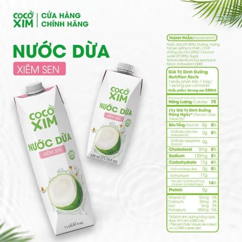  Combo 6 Hộp Nước dừa đóng hộp Cocoxim Sen 1000ml/Hộp 