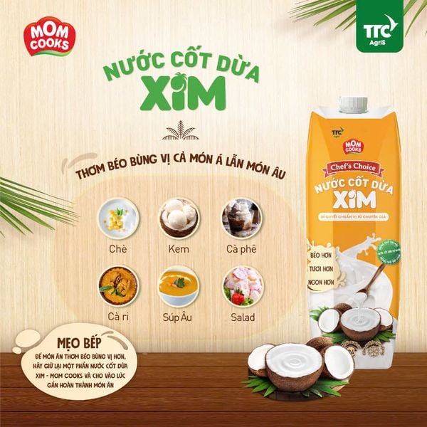  Combo 6 Hộp Nước Cốt Dừa XIM Chef's Choice - Mom Cooks 1000ml/hộp 
