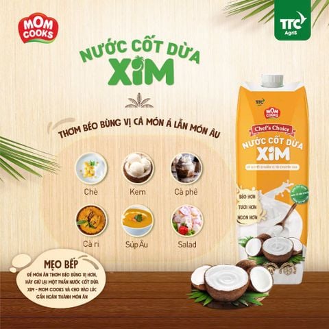  Combo 2 Hộp Nước Cốt Dừa XIM Chef's Choice - Mom Cooks 1000ml/hộp 