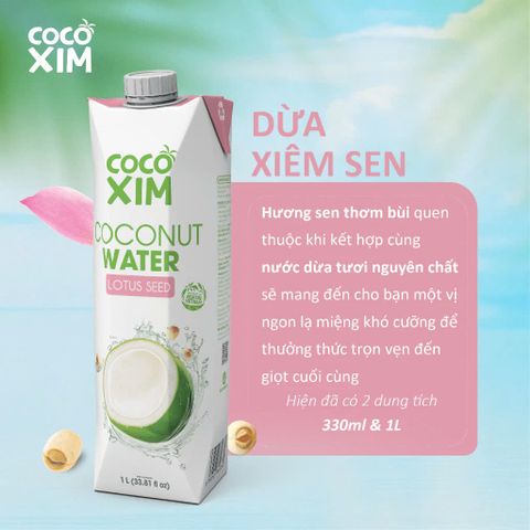  Combo 4 hộp nước dừa xiêm sen Cocoxim 1000ml/hộp 