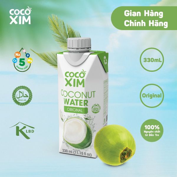Nước dừa đóng hộp Cocoxim Xanh chính hãng 330ml/hộp