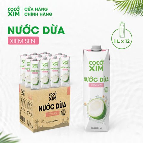  Thùng 12 Hộp Nước dừa đóng hộp Cocoxim Sen 1000ml/Hộp 