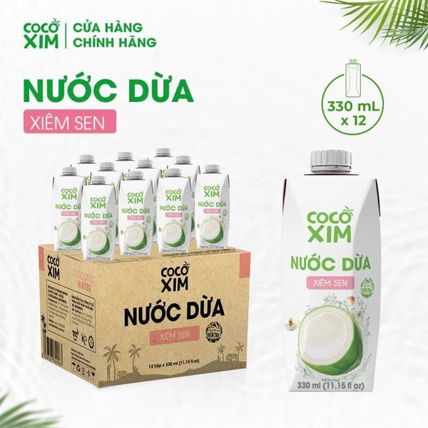  Thùng 12 Hộp Nước dừa đóng hộp Cocoxim Sen 330ml/Hộp 