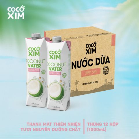  Thùng 12 Hộp Nước dừa đóng hộp Cocoxim Sen 1000ml/Hộp 