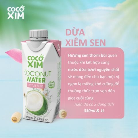  Thùng 12 Hộp Nước dừa đóng hộp Cocoxim Sen 330ml/Hộp 