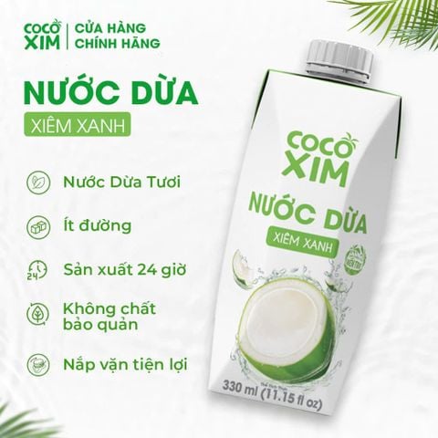  COMBO 6 HỘP Nước dừa đóng hộp Cocoxim Xanh 330ml/ Hộp 