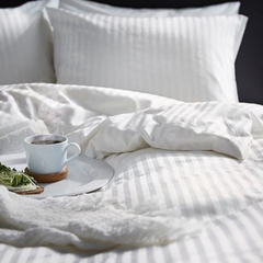 Chăn ga gối khách sạn trắng sọc 3cm - C50/T50 250TC