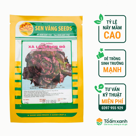 Hạt Giống Xà Lách Búp Đỏ - Sen Vàng - 2 gram