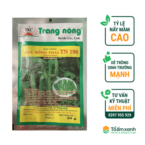 Hạt Giống Đậu Rồng Thái TN 196 - Trang Nông 20 Gram