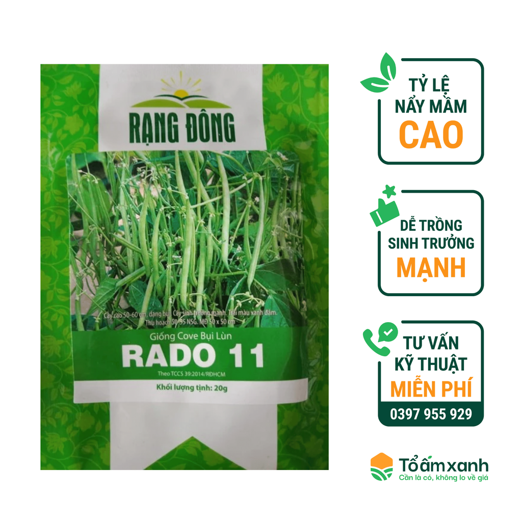 Hạt Giống Đậu COVE Bụi Lùn RADO 11- Rạng Đông 20 Gram