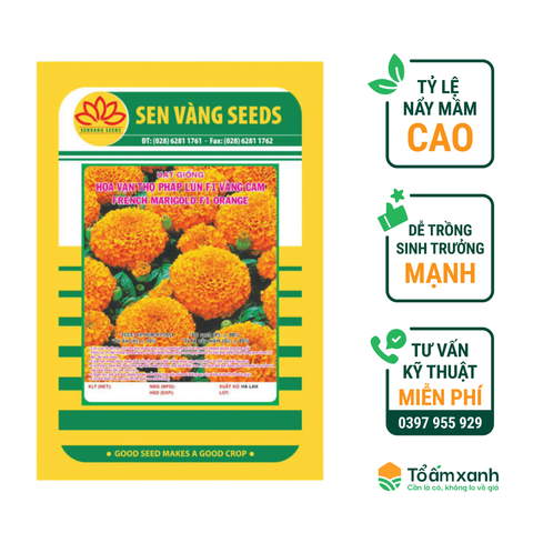 Hạt Giống Hoa Vạn Thọ Pháp Lùn F1 Vàng Cam - Sen Vàng