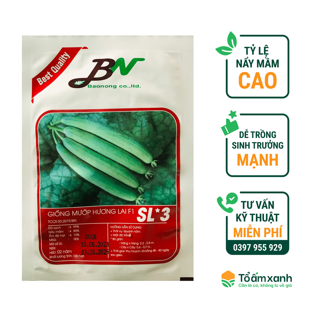 Hạt Giống Mướp Hương Lai F1 SL3 - Bảo Nông