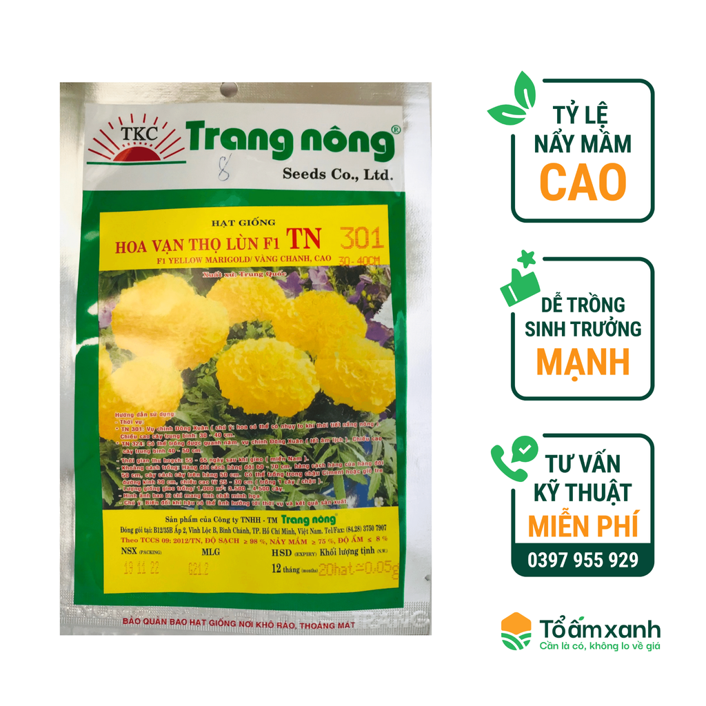 Hạt Giống Hoa Vạn Thọ Lùn F1 TN 301 - Trang Nông