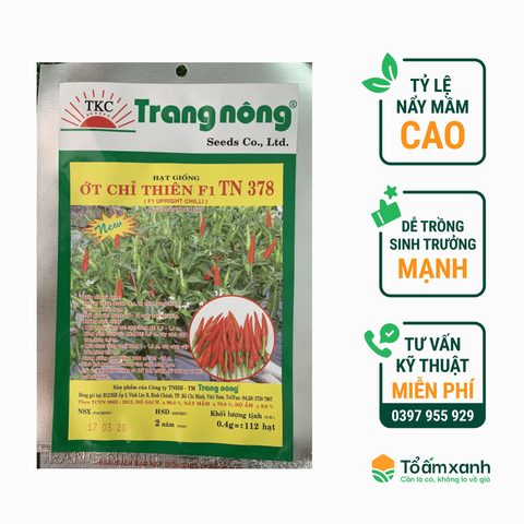 Hạt Giống Ớt Chỉ Thiên F1 TN 378 - Trang Nông 0.4 gram