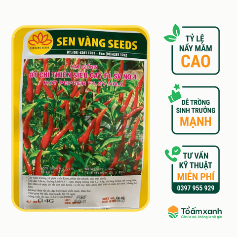 Hạt Giống Ớt Chỉ Thiên Siêu Cay F1 No.4 - Sen Vàng