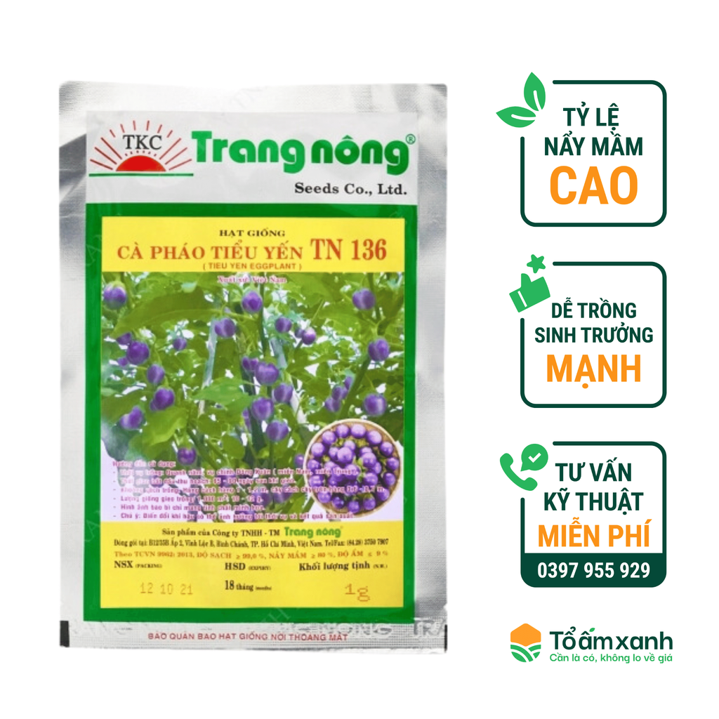 Hạt Giống Cà Pháo Tiểu Yến TN 136 - Trang Nông