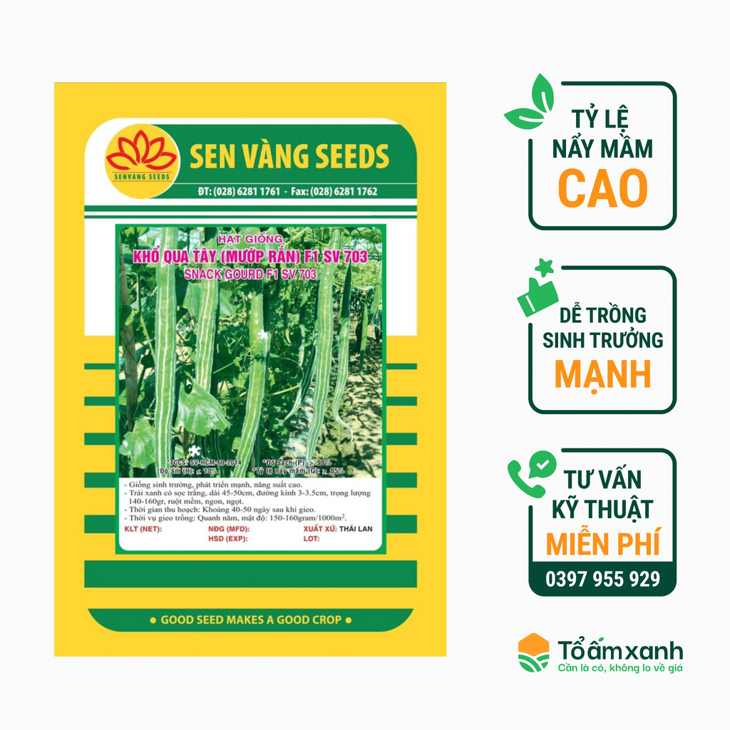 Hạt Giống Khổ Qua Tây (Mướp Rắn) 703 - Sen Vàng 5 gram