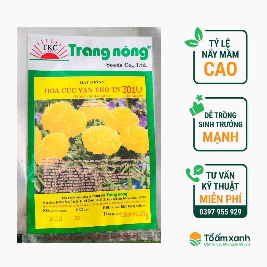 Hạt Giống Hoa Vạn Thọ Vàng Chanh TN 607