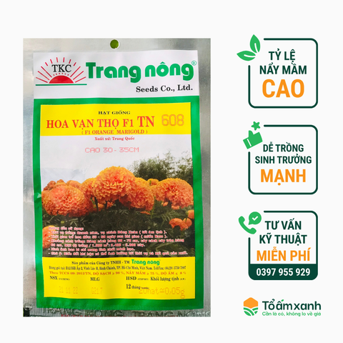 Hạt Giống Hoa Vạn Thọ Cam F1 TN 608