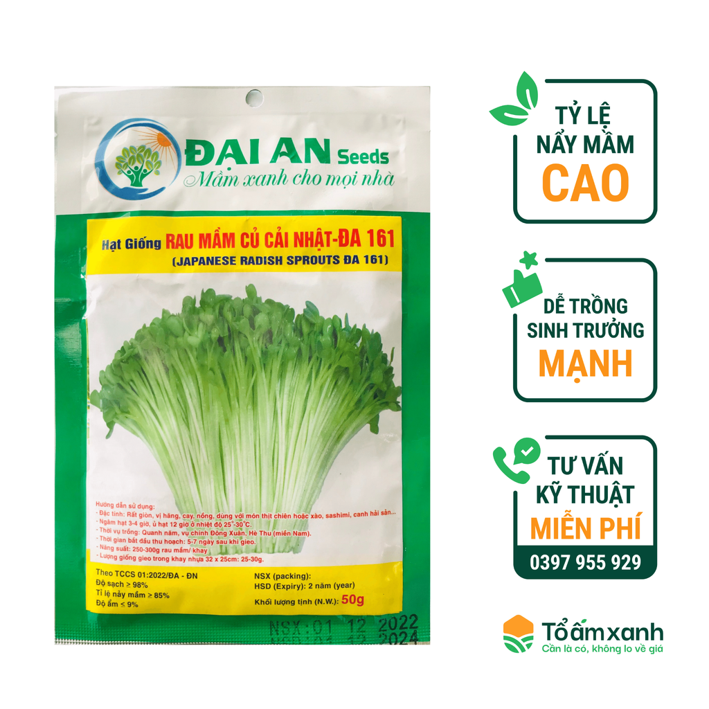 Hạt Giống Rau Mầm Củ Cải Nhật ĐA 161 -  Đại An
