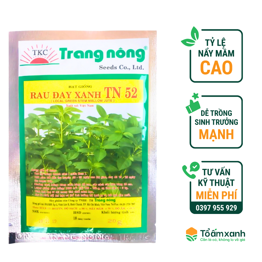 Hạt Giống Rau Đay Xanh TN 52 - Trang Nông