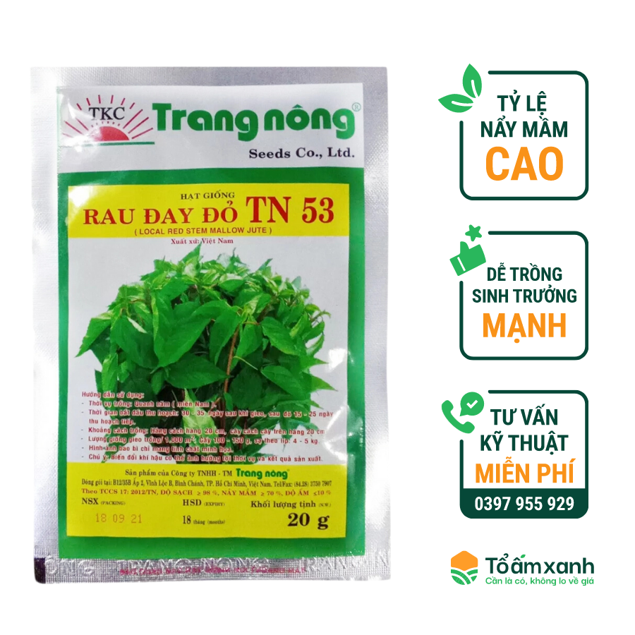 Hạt Giống Rau Đay Đỏ TN 53 - Trang Nông